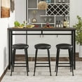 thumbnail image 2 of Seizeen Counter Height Bar Table Set, 4-Piece Kitchen Dining Table Set for 3, Bistro Set Breakfast Table and Stools with Leather Cushions Retro Style for Home Apartment Small, 2 of 14