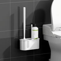 Vggrvlo 2 in 1 Toilet Brush and Holder Set Compact Toilet Brush & Holder for Dead Corner Clean Hard Bristle Cleaning Supplies for Kitchen, Bathroom, Corner, Grout, Sink, Cup, Teapot, Bottle, Blender