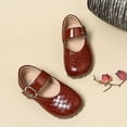 thumbnail image 3 of Girls Mary Jane School Dress Shoes for Little Big Kid Uniform Chunky Heel Closed Round Toe Flats Wedding Formal School Uniform Shoes Brown 24, 3 of 5