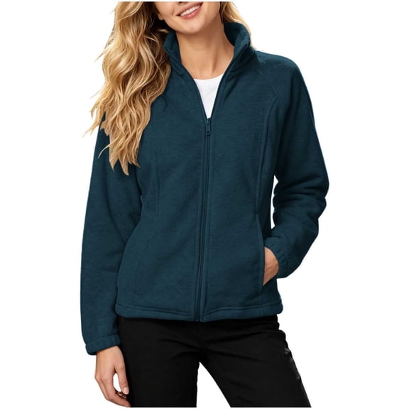 cocolona Womens Workout Zipper Sweatshirts Long Sleeve Solid Color Slim Casual Fleece Jacket Basic Collared Fall Tops with Pockets