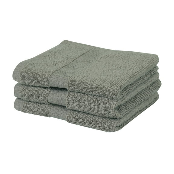 Better Trends Washcloths For Body And Face, 100% Cotton, Soft, Absorbent, Zero Twist Cotton Baby Wash Cloth, Shower, Travel, Gray Small Towel, 12"X12", 3 Pack