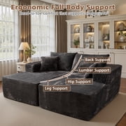 Ovios 74W Oversized Double Chaise Lounge Chair Deep Seat Cloud Sofa Bed Sleeper Loveseat for Living Room, No Assembly, Gray