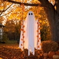 thumbnail image 3 of Sruoe Large Swinging Mesh Hanging Ghost Halloween Decorations Outdoor, Remote Timer 8 Mode LED Lighted Ghost Ornament, Spooky Cute Ghost Decor For Garden Porch Tree Outside Halloween Decor, 52.8in, 3 of 6