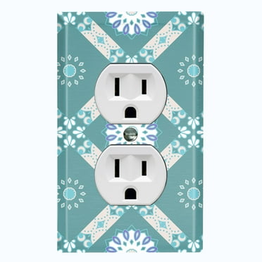Metal Light Switch Plate Cover Mandala Green Floral Pattern Damask MDL114