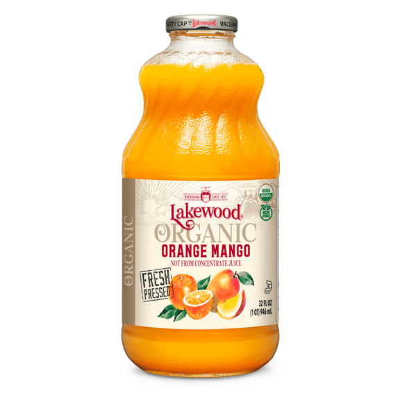 Lakewood Juice Not From Concentrate Organic Non-GMO Orange Mango - 32 fl oz Pack of 4