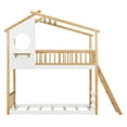 thumbnail image 4 of Miekor Furniture Twin Over Twin Bunk Bed Wood Bed with Roof, Window, Ladder,Natural MK1832, 4 of 12