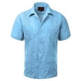 thumbnail image 2 of Guayabera Men's Cuban Beach Wedding Short Sleeve Casual Dress Shirt  L Blue M, 2 of 2
