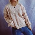 thumbnail image 2 of Moda mujer Casual cuello en V manga larga otoño suéter blusa Pullver Tops Pompotops hdfakjf11714, 2 of 6