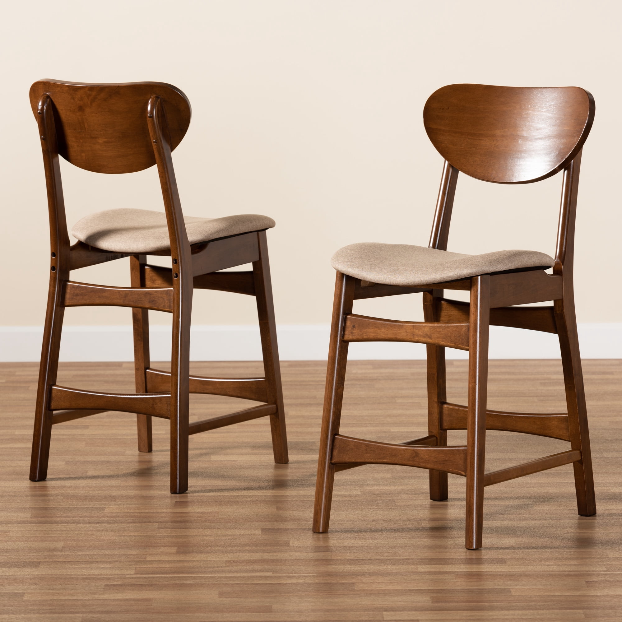 Baxton Studio Katya Bar Stool, Sand, Set of 2