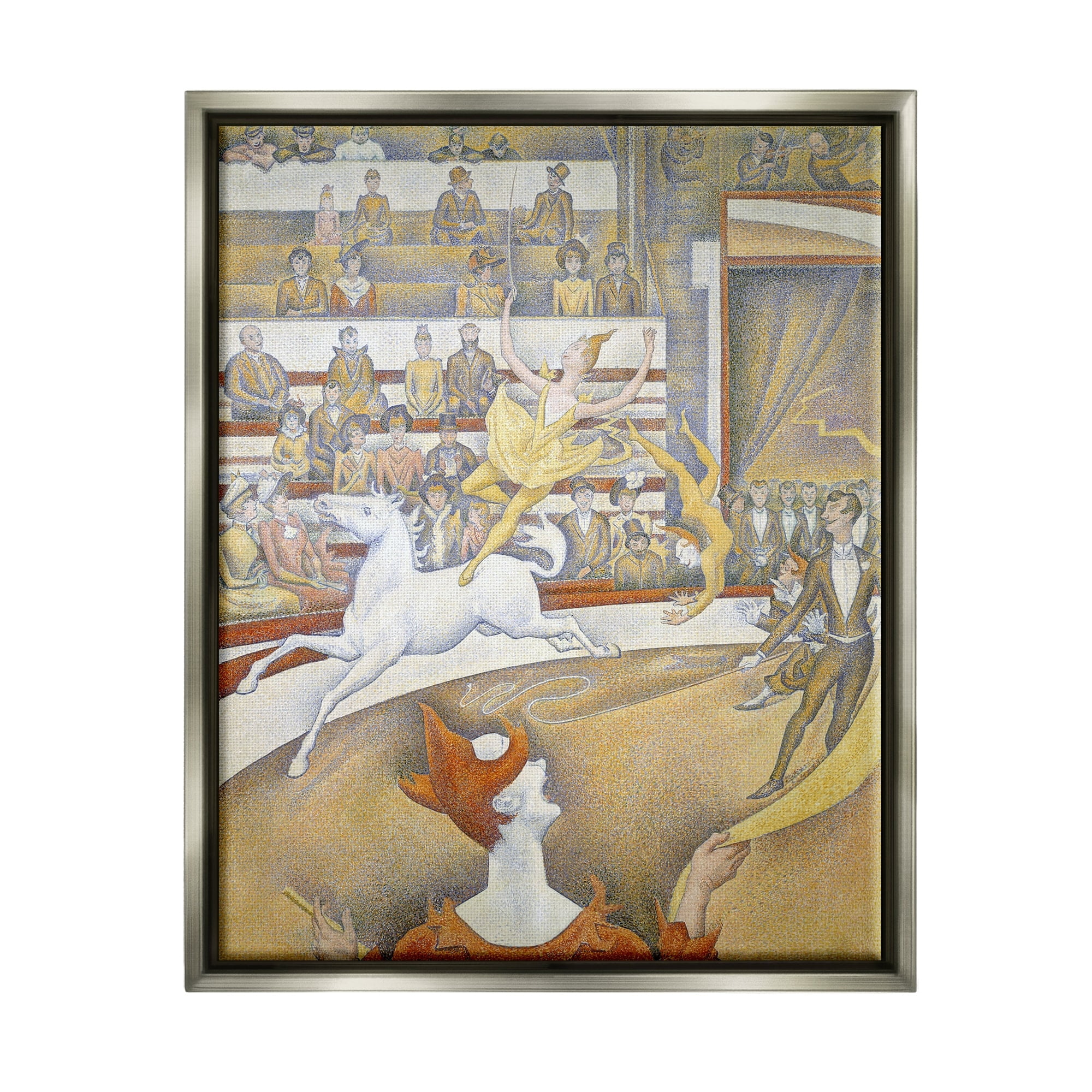 Stupell Industries The Circus Classic Painting George Seurat Performance Portrait Painting Luster Gray Floating Framed Canvas Print Wall Art, Design by one1000paintings