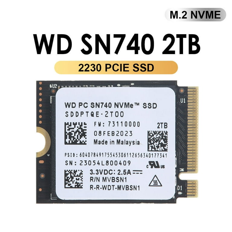 WD PC SN740 2TB M.2 2230 SSD NVMe PCIe 4x4 For Microsoft Surface