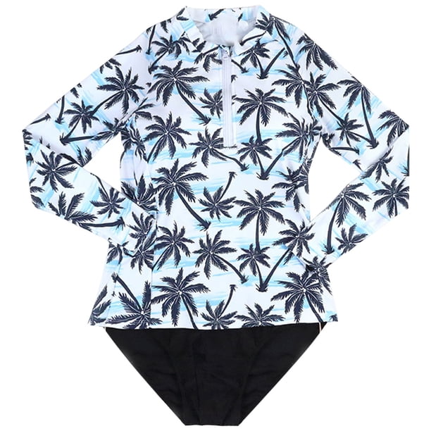Gibobby Conjunto de bikini sexy Traje de baño de dos piezas con solar para mujer Traje de baño de manga larga con cremallera Traje de surf de 1 pieza(Negro,M)