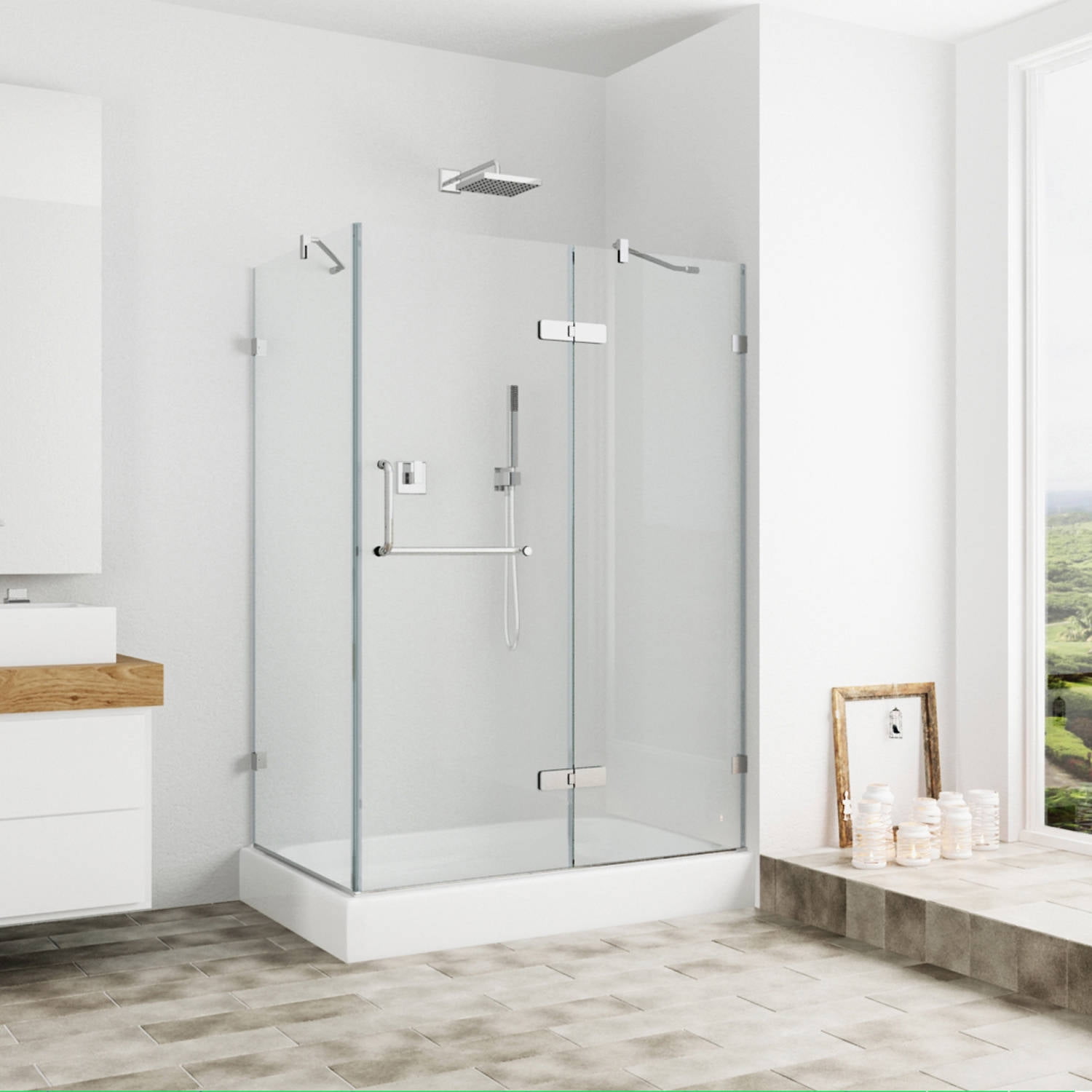 Vigo 36 X 48 Frameless 3 8 Clear Chrome Shower Enclosure With Vigo 36 X 48 Frameless 3 8 Clear Chrome Shower Enclosure With Right Base Com
