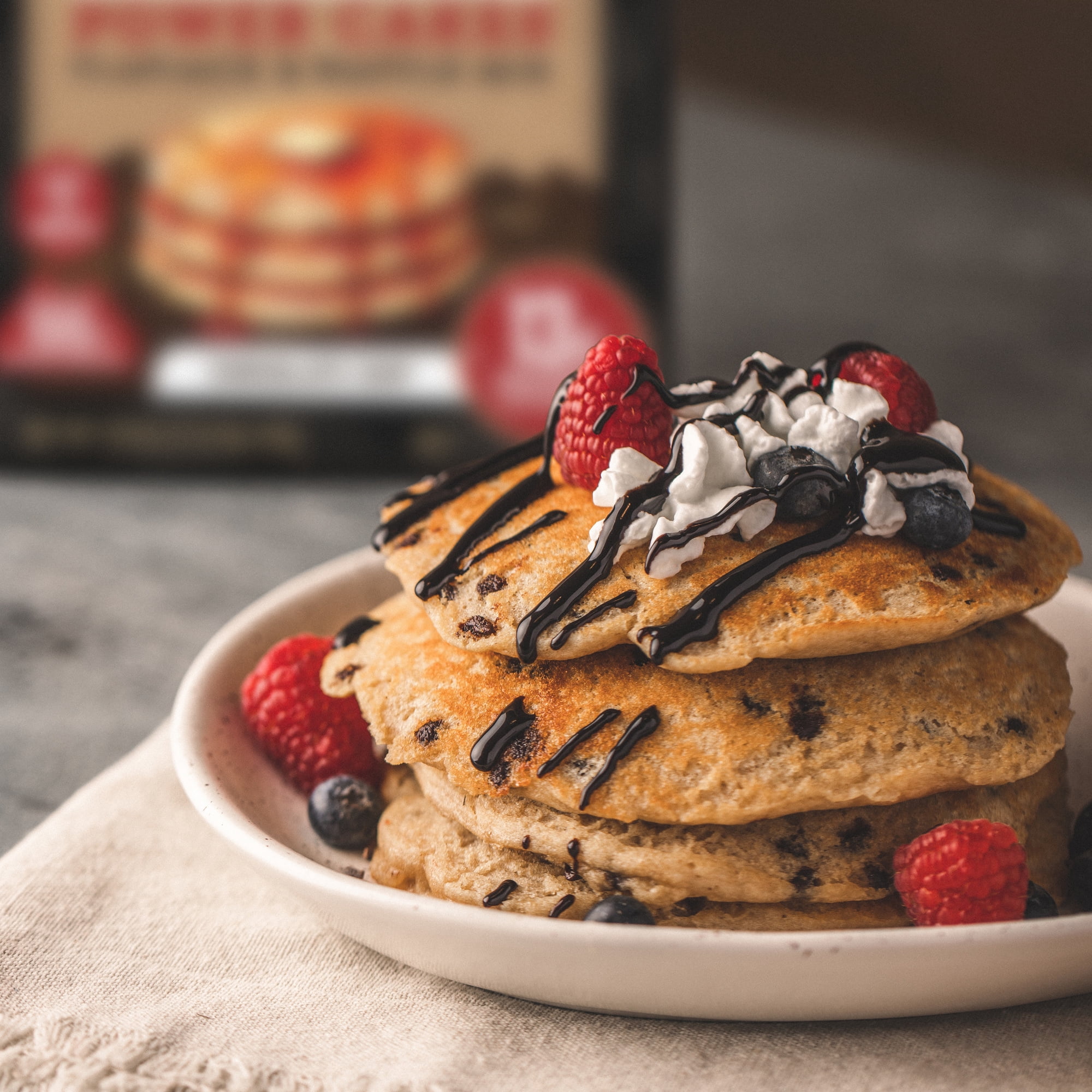 (2 pack) Kodiak Protein-Packed Power Cakes Chocolate Chip Pancake and Waffle Mix, 18 oz Box