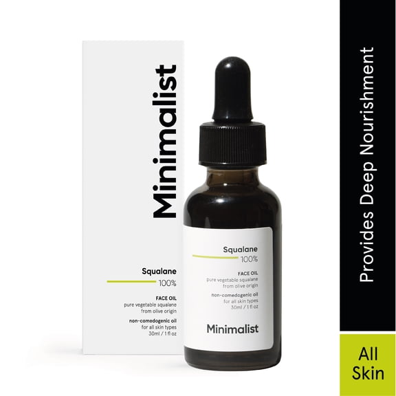 Minimalist Squalane 100% (Plant Derived) Super-Lightweight Face Oil | Improves skin hydration, Reduces fine lines | 30 ml