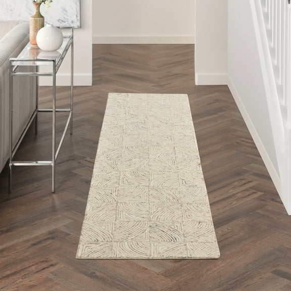 Nourison Linked Distressed Bohemian Ivory/Multi 2'3" x 7'6" Area Rug, (8' Runner)