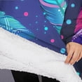 thumbnail image 3 of Oversized Wearable Blanket Hoodie,Neon Feather with Dots Pattern Sherpa Blanket Hoodie with Super Pockets,Super Warm Fuzzy Pullover for Women & Men, 3 of 6
