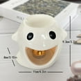 thumbnail image 4 of BinKFF Halloween Decoration Candlestick- Ceramic Tealight Candle Holder, Essential Oil Burner, White Carved Wax Warmer Aroma Diffuser Furnace for Birthday Valentines Home Decor, 4 of 9