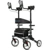 ELENKER Upright Rollator Walker, Tall Folding Rollator Walker with 10” Front Wheels for Seniors and Adults Fiber Black