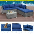 thumbnail image 4 of Gymax 6PCS Patio Rattan Sectional Sofa Set Conversation Furniture Set w/ Navy Cushions, 4 of 5