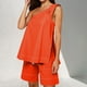 thumbnail image 2 of Conjunto de dos piezas con un solo hombro para mujer: top con cintura elástica y pantalones cortos para vacaciones o yoga, 2 of 8