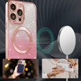 thumbnail image 3 of for iPhone 15 Pro Max Magnetic Gardient Glitter Case, Plating Bling Cute Case Compatible with MagSafe for Women Girls Full Camera Protector Back Cover for iPhone 15 Pro Max 6.7 Inch Pink, 3 of 14