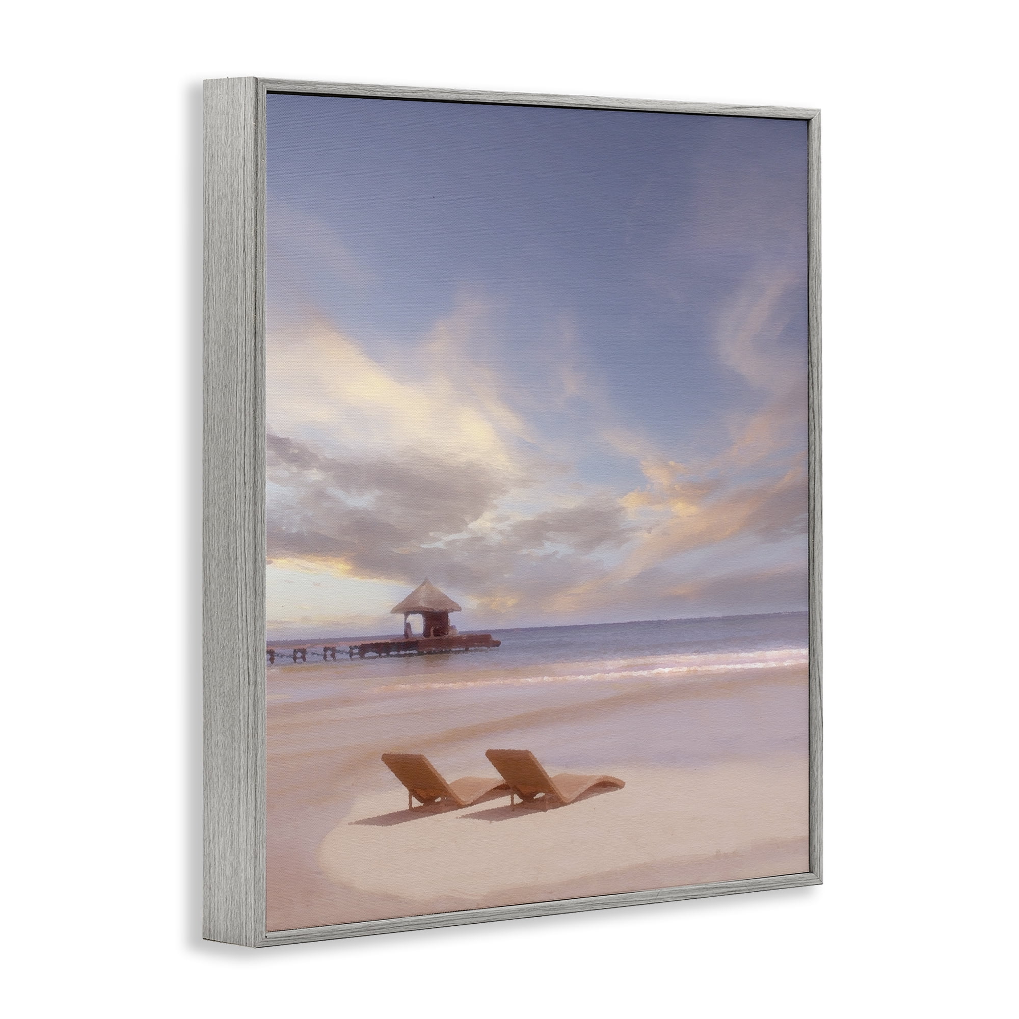 Stupell Industries Beside The Sea View Landscape Painting Gray Framed Art Print Wall Art, 11 x 14