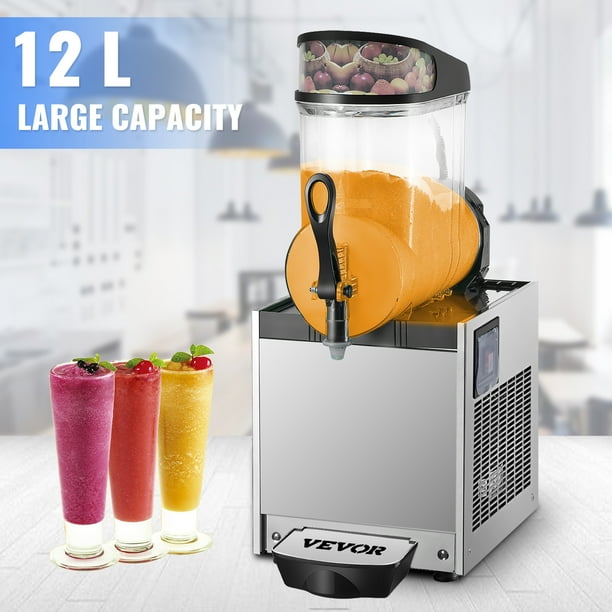 VEVOR 110V Commercial Slushy Machine 12L One Tank Single-Bowl Slush Frozen Drink Machine 500W Frozen Drink Maker Ice Slushies for Supermarkets Cafes Restaurants Snack Bars Commercial Use