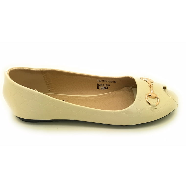 kone sælge hver Victoria K Open Toe Gold Buckle Ballerina Flats (Women) - Walmart.com