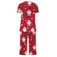 thumbnail image 4 of Casual Christmas Loungewear Set for Women Two Piece Round Neck Button Pleated Tops with Capris Comfy Casual Homewear, 4 of 5