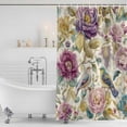 thumbnail image 3 of Spring Flowers Shower Curtain, Waterproof Shower Curtains for Bathroom, Farmhouse Botanical Blossom Floral Birds Washable Fabric Bathtub Curtain Set Bath Decor with 12 Hooks Extra Long 72"x96", 3 of 8
