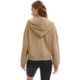 thumbnail image 4 of DARING DIVA Women's Stylish Cropped Half Zip Hoodie with Trendy Side Slits L Khaki, 4 of 7