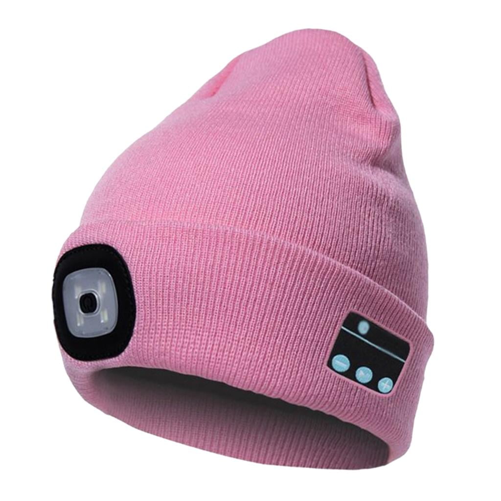 Chapeau Bluetooth avec Écouteurs Stéréo Haut-Parleur Micro Mains Libres Parlant Rose