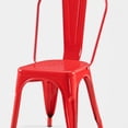 thumbnail image 3 of Set of 4 High Gloss Red Industrial Metal Dining Chairs | 18" Seat Height Stackable for Indoor/Outdoor Use | Durable, Lightweight & Easy-Clean Surface | Modern Kitchen & Bar Stools | Easy Assembly, 3 of 7