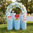 thumbnail image 3 of golytefs 5Pcs Cylinder Pedestal Stand Covers Reusable Elastic Cloth Pillar Plinth Cover Without Stands for Wedding Props Babyshower Birthday Party (Light Blue), 3 of 8