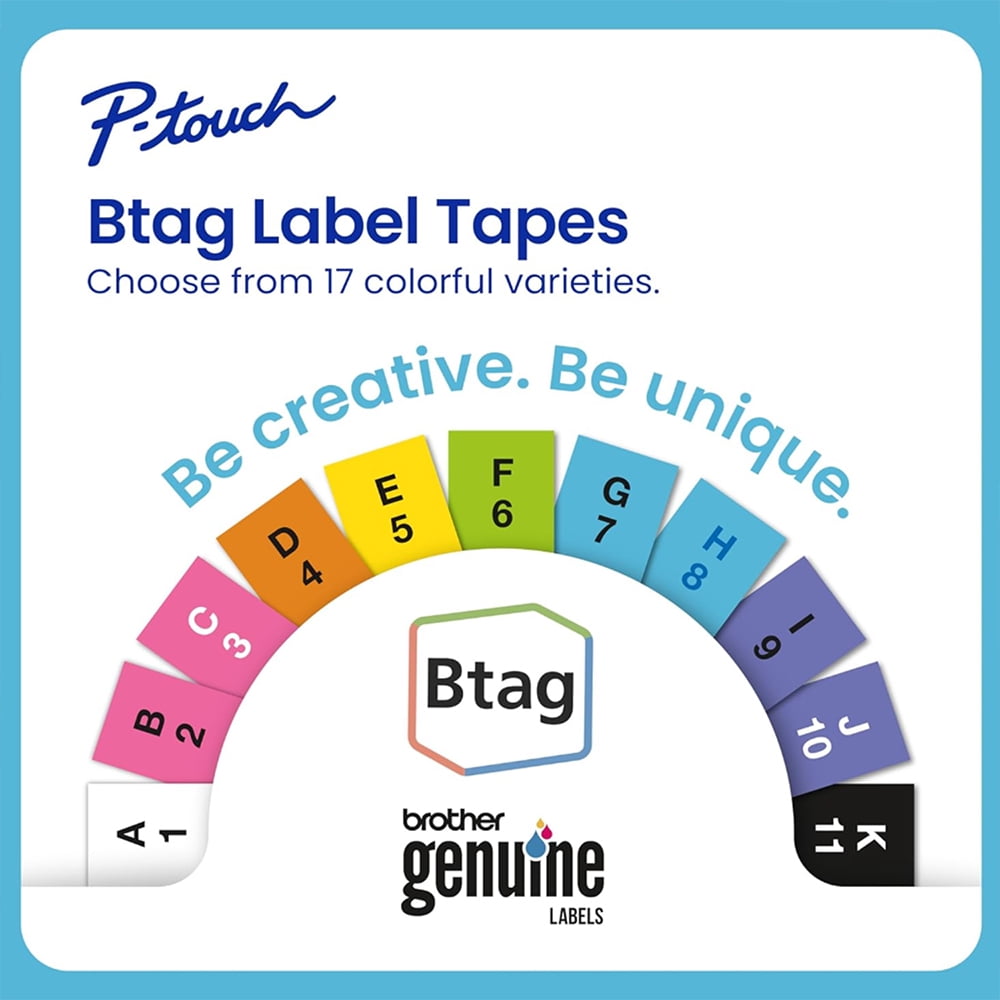 Brother P-Touch Personal Desktop Label Maker PTN20 Bundle with Brother P-touch Btag Label Tape, 0.47 in by 13.1 ft