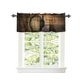 thumbnail image 2 of Kitchen Cafe Valance Curtain for Small Windows,Vintage Farm Wine and Purple Grapes Rod Pocket Short Valances Wooden Barrel Window Treatment Panel for Living Room/Bedroom/Bathroom,42x18in, 2 of 9