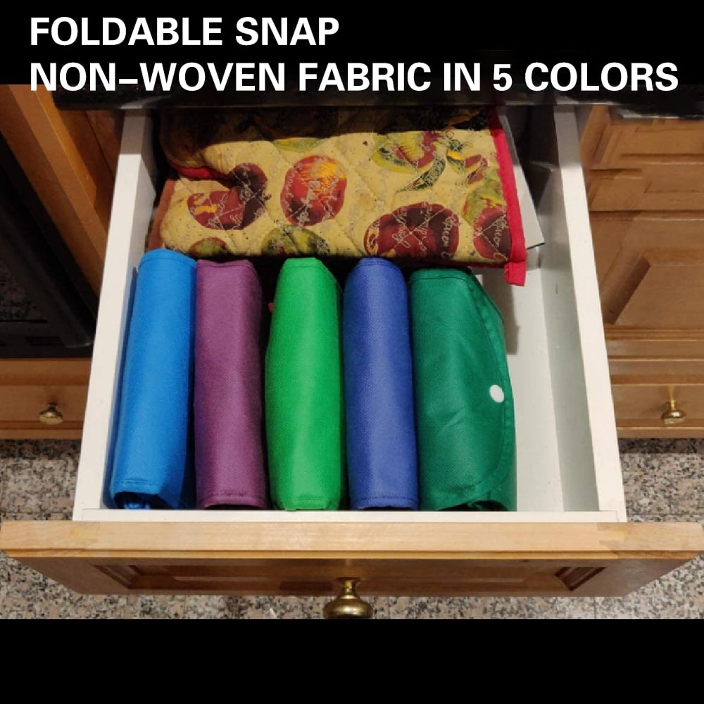 OUSITAID 5 Pack Reusable Grocery Bags, Large Foldable Shopping Bags Tote Bags,Eco-Friendly Produce Bags with Long Handle for Shopping Groceries Clothes (5 Assorted Colors )