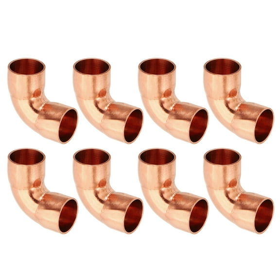 Uxcell Elbow Copper Fitting, 99.9% Pure Copper Pipe 90 Degree Connector 12mmID 0.8mm Thick 8