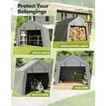 thumbnail image 2 of AOILE Motorcycle Shed, Portable Carport Storage with Roll-Up Zipper Door, Waterproof Tarp for Bike, Firewood, and Tools, Grey, 2 of 7