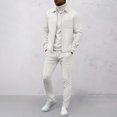 thumbnail image 2 of Ketyyh-chn99 Men's 2 Piece Sweat Suits Men's Solid Color Zip Front Cardigan Jacket Trousers Set Size for XL,White, 2 of 5