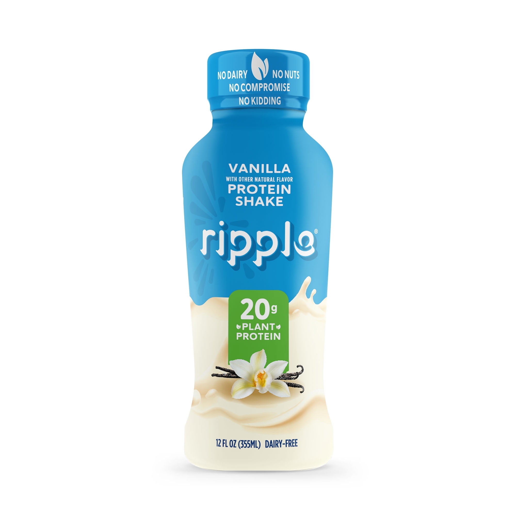 Ripple Vanilla Vegan Protein Shake, Shelf Stable, 12 fl oz, 12 Pack