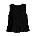 thumbnail image 4 of FDGIU Women's Crew Neck Linen Blend Sleeveless Tank Top, Solid Peplum Ruffle Hem Loose Cropped Casual Camisole Blouse, 4 of 8