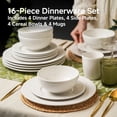 thumbnail image 3 of KINGSTONE 32‑Piece White Porcelain Dinnerware Set, Beaded Embossed Rim, Service for 8, Plates Bowls Mugs, Microwave & Dishwasher Safe, 3 of 10
