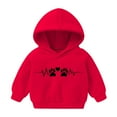 thumbnail image 2 of Riecok Toddler Baby Boys Girls Cotton Hoodie Sweatshirt Long Sleeve With Pockets Round Neck Fashion Hoodie Casual All-Match Kids Warm Winter Hoodies Pullover Hooded Sweatshirt Red 5 T, 2 of 3
