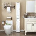 thumbnail image 5 of Aukfa 67.5" Wood Storage Cabinet, Slim Freestanding Cabinetfor Small Spaces, Bathroom,Kitchen, White, 5 of 7