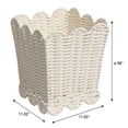 thumbnail image 4 of happimess Silas Modern Farmhouse Resin 3.3-Gallon Tapered Square Wicker Waste Basket with Scalloped Edge, White (Set of 2), 4 of 6