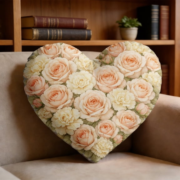Taotanxi Home Fashions Heart Decorative Pillow Spring Floral Decorative Pillow for Bed Sofa,13.78"