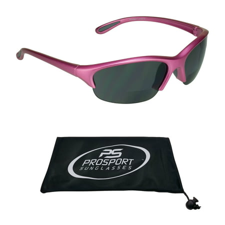 Sport BIFOCAL Sunglasses for Women. Semi Rimless Pink Frame with High Quality Z87 Safety