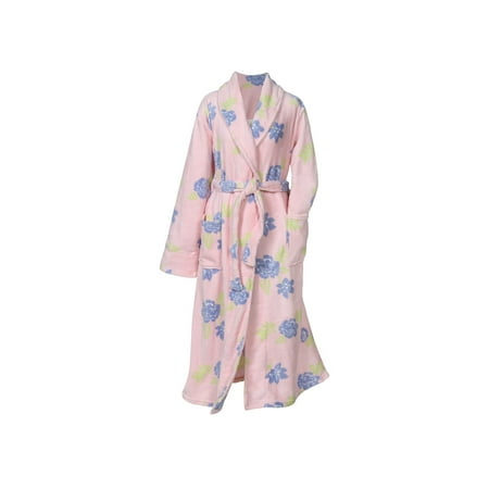 

Women s Floral Tie Kimono Robe - Long Plush Spa Robe for Women by Catalog Classics - Pink/Blue Large